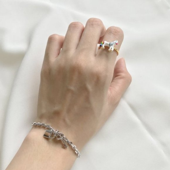 3/$25 🏷️  Sterling Silver Horse Animal Ring Adjustable Unicorn Enamel Ring Her - Picture 6 of 9